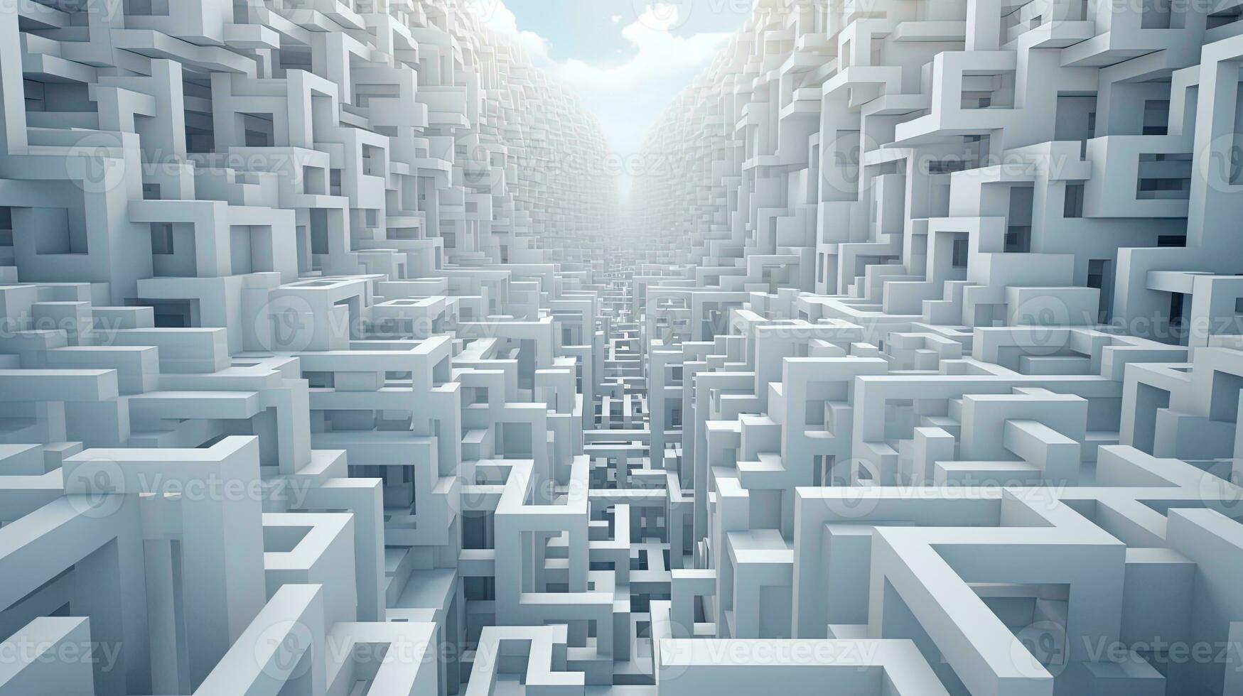 the white dimensional maze, digital art illustration, Generative AI photo