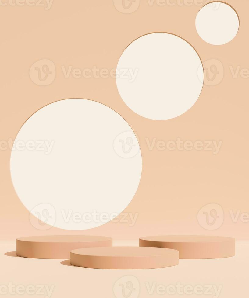 Empty round podium, modern pedestal and platform, stand stage, cylinder, round empty stages and podium 3d template for product presentation photo