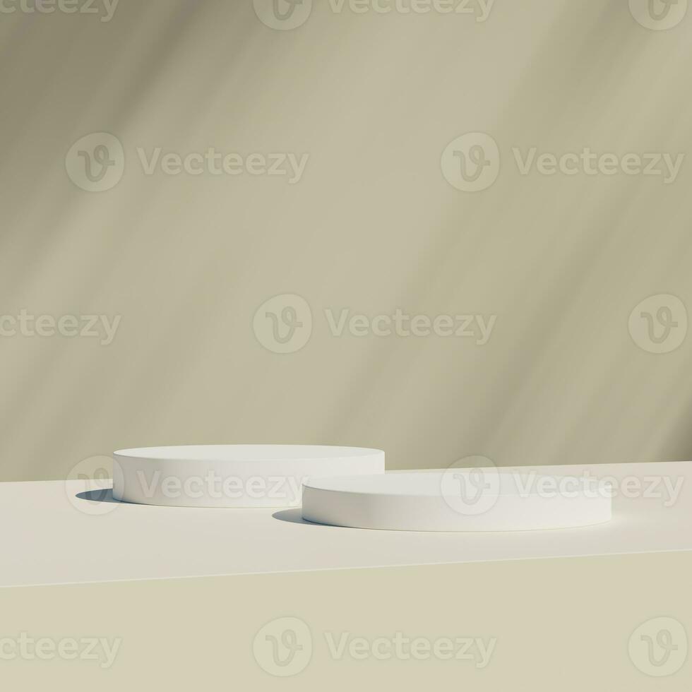 Empty round podium, modern pedestal and platform, stand stage, cylinder, round empty stages and podium 3d template for product presentation photo