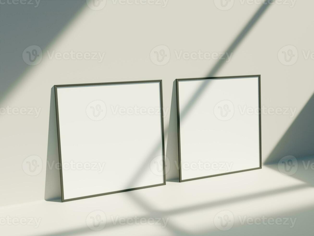 Mockup image of Blank billboard white screen posters for advertising, Blank photo frames display in aesthetic window shadow