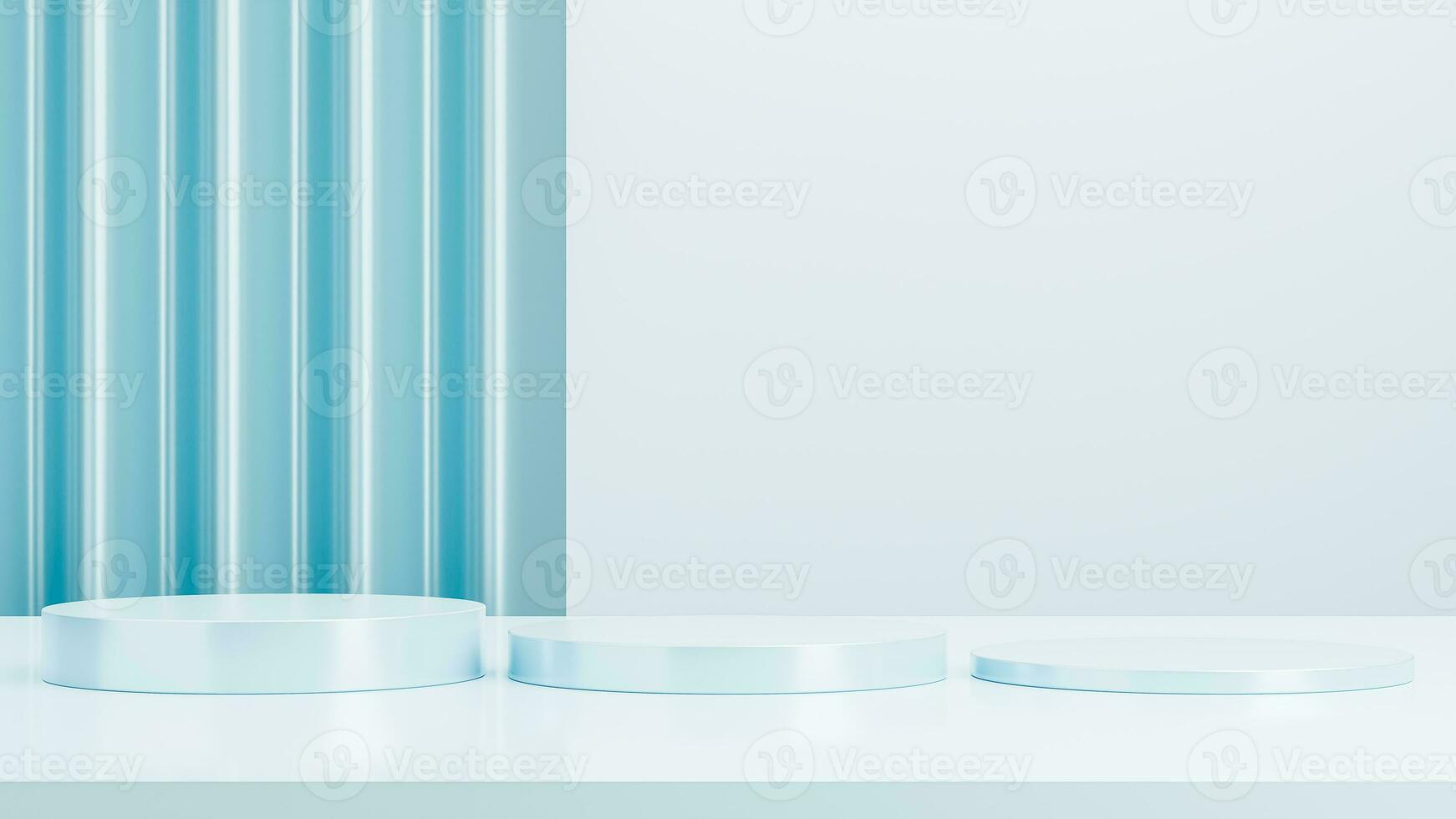 Empty round podium, modern pedestal and platform, stand stage, cylinder, round empty stages and podium 3d template for product presentation photo