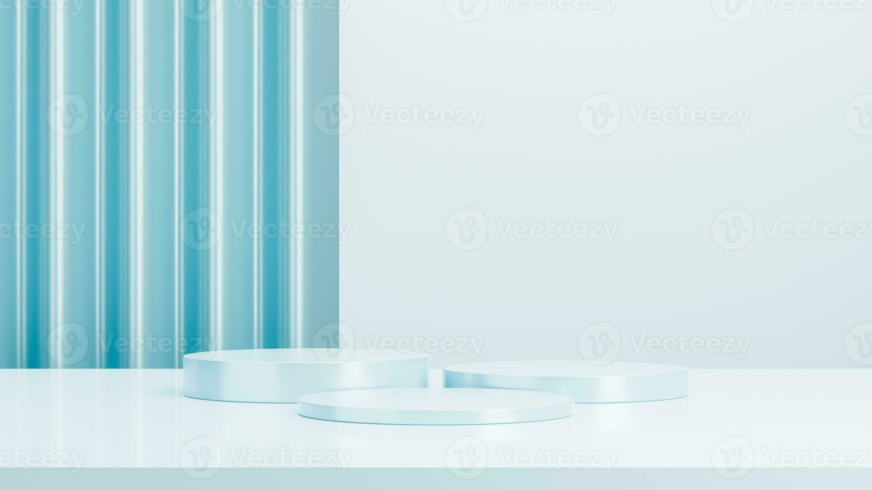 Empty round podium, modern pedestal and platform, stand stage, cylinder, round empty stages and podium 3d template for product presentation photo