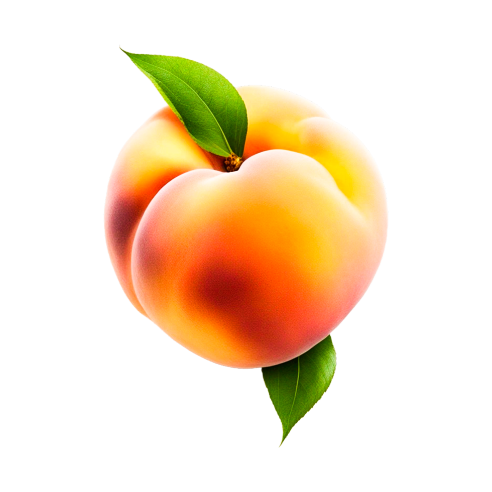 Fresh peach with green leaves Generative Ai png