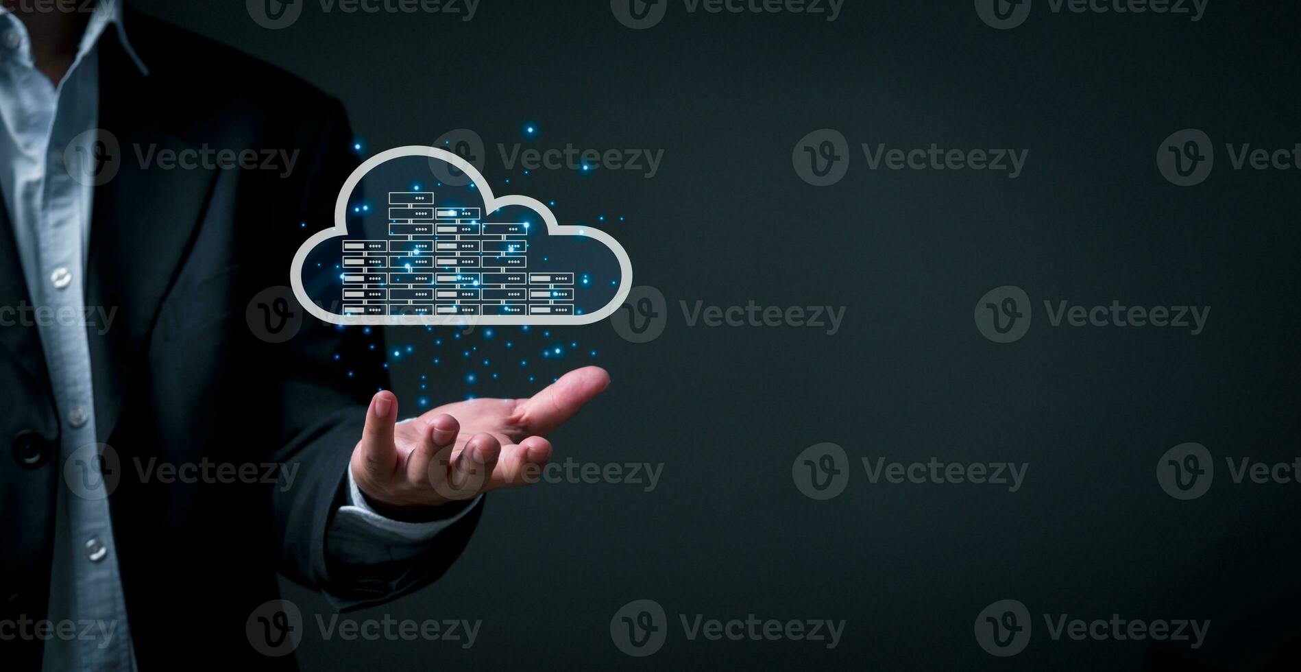 Cybersecurity and information connection. Cloud computing data technology storage security protection concept. photo