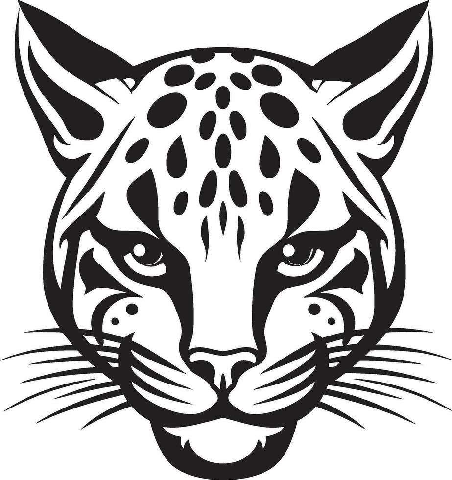 Nocturnal Grace Black Ocelot Icon Feline Mystique Ocelot Heraldry in Black vector