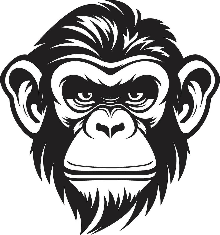 el noble chimpance un moderno clásico en negro artístico mono en oscuridad negro chimpancé icono vector