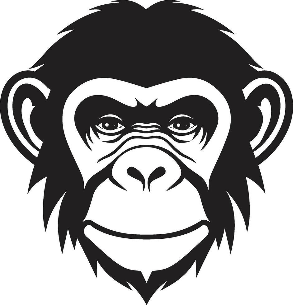 Charming Wilderness Black Chimpanzee Emblem Noir Beauty in the Jungle Chimpanzee Icon vector