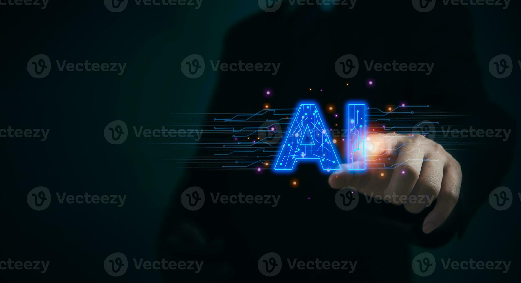 Chat with AI Artificial Intelligence. Digital technology smart chatbot, robot application, Futuristic technology internet, network Futuristic machine learning automatic innovation concept. photo