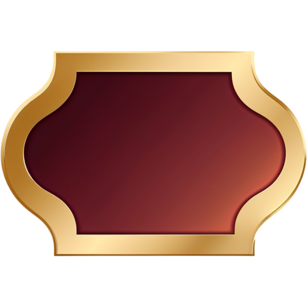 Gold maroon empty label icon. AI Generative png