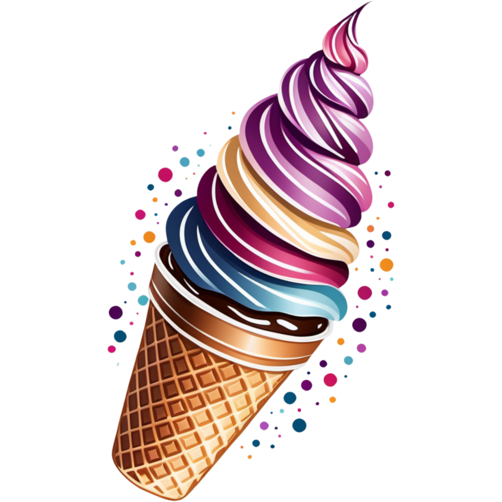 Waffle cone with ice cream. AI Generative png