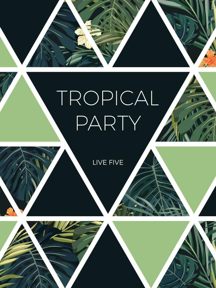 tropical summer party flyer template vector