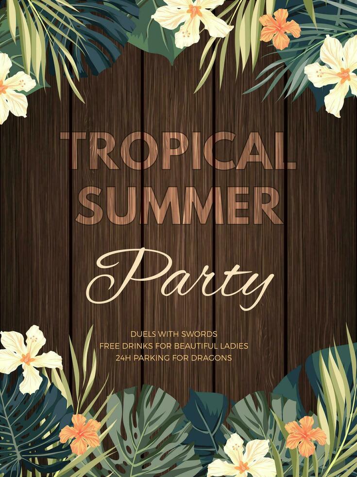 tropical summer party flyer template vector