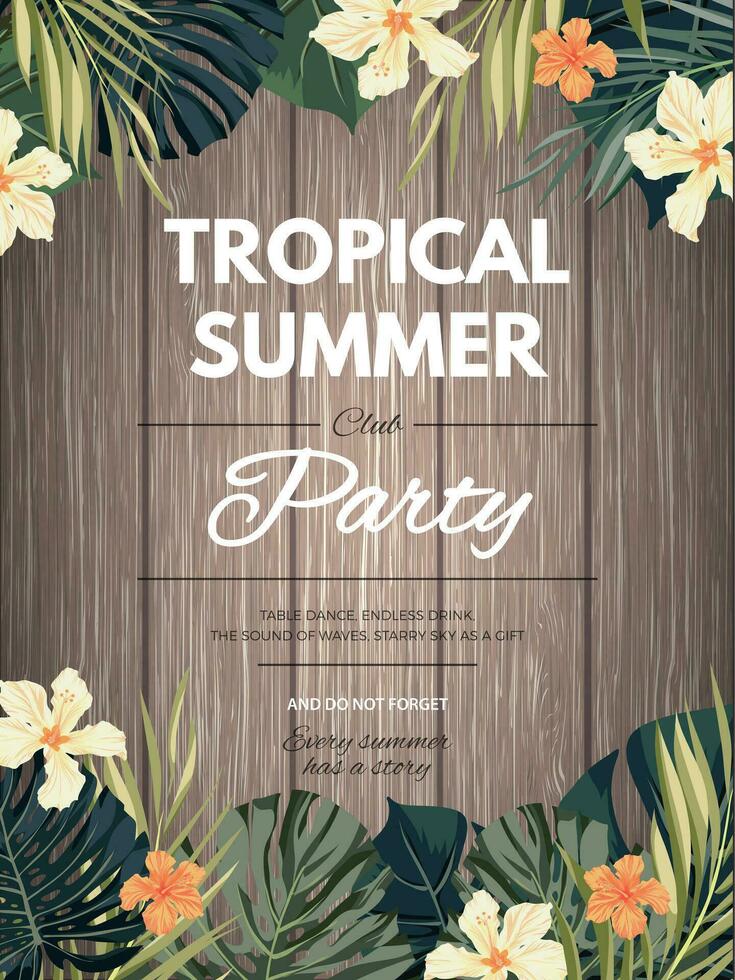 tropical summer party flyer template vector