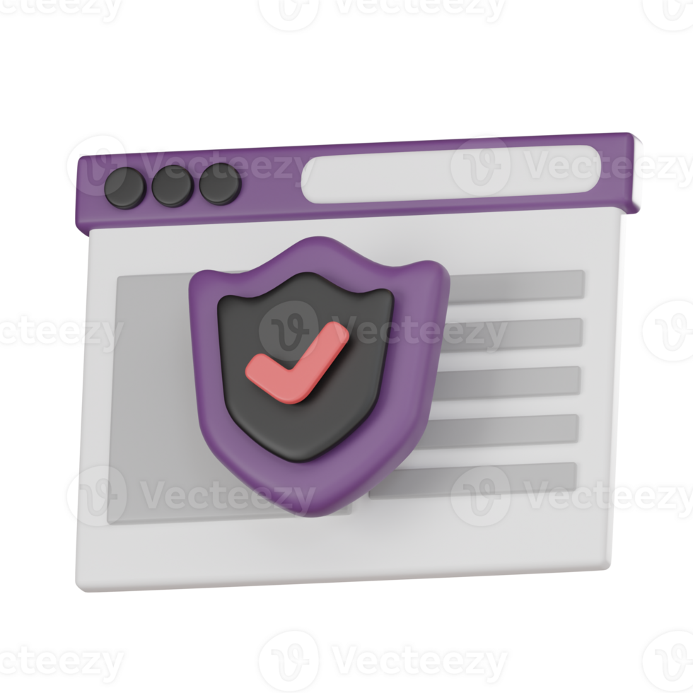 Secure Browsing Icon Online Privacy and Data Protection 3D render. png