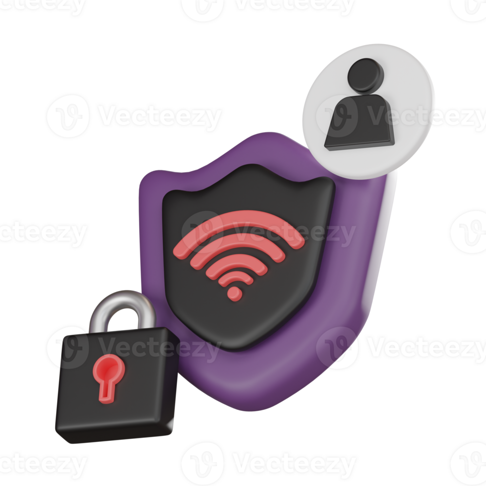 VPN Service 3Dicon. Secure Network Connection and Privacy Protection3D render. png