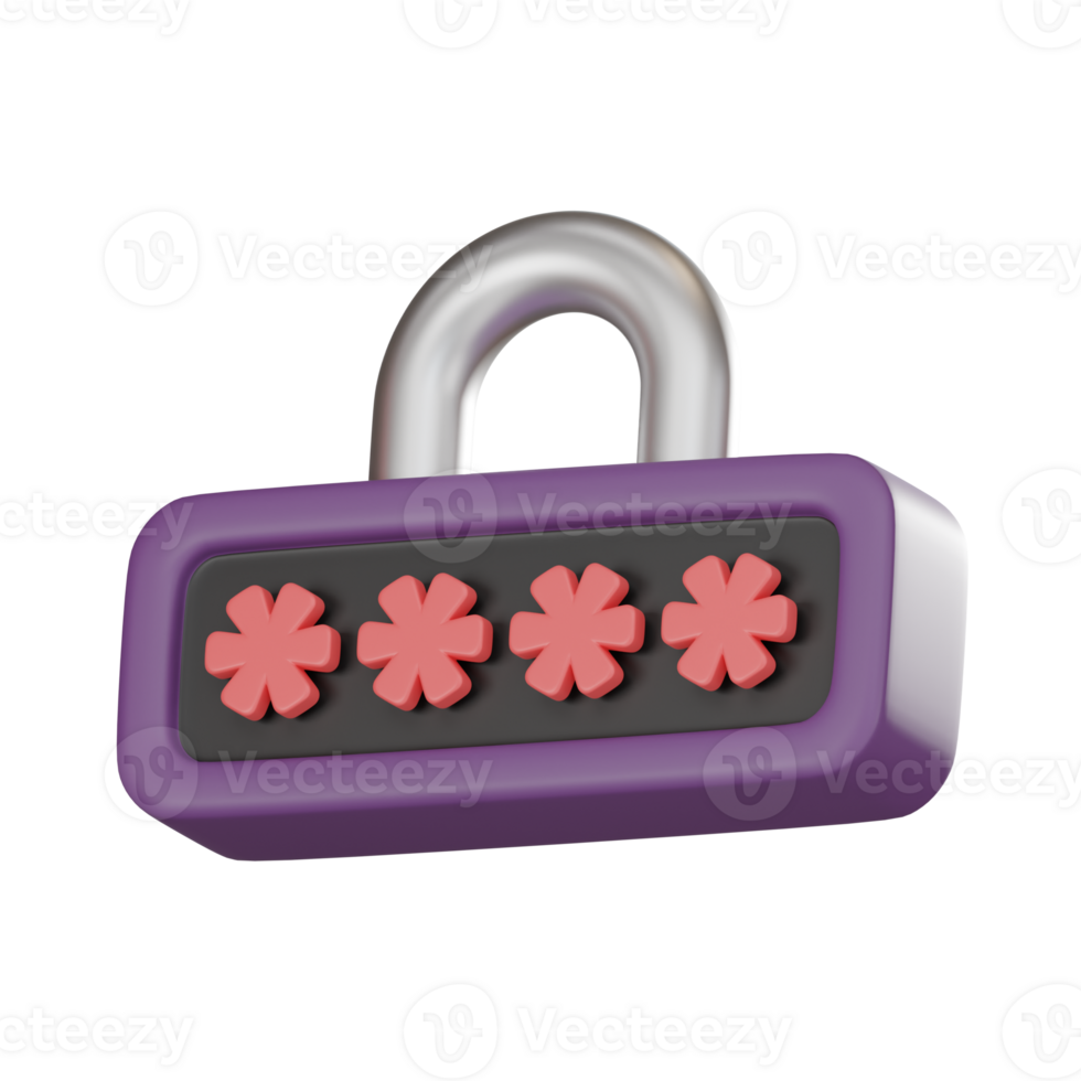 Digital Cybersecurity Concept with Password Protection 3D render. png