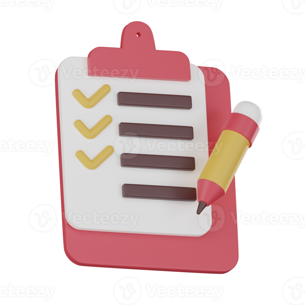 Business Planning document and pen Icon 3D render png
