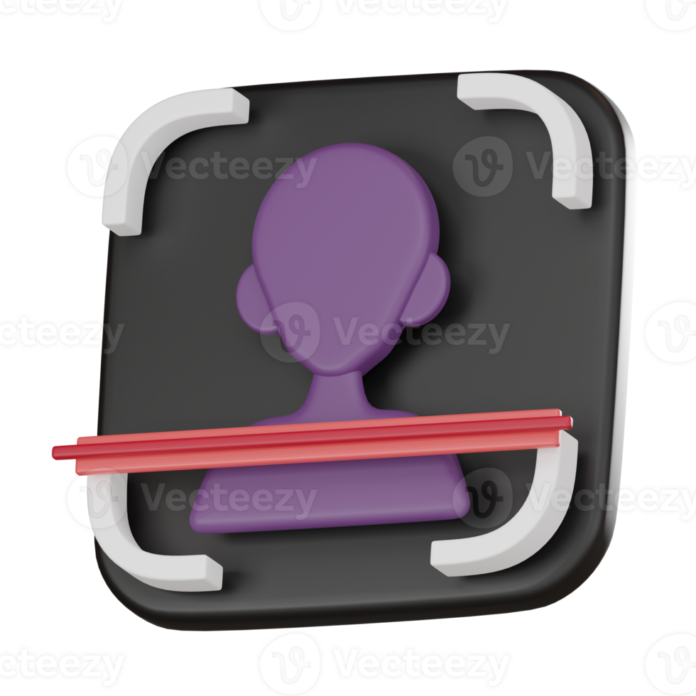 innovativ, auf dem neuesten Stand Cyber Sicherheit 3d Symbol. Gesicht Scan und Daten Schutz 3d machen. png