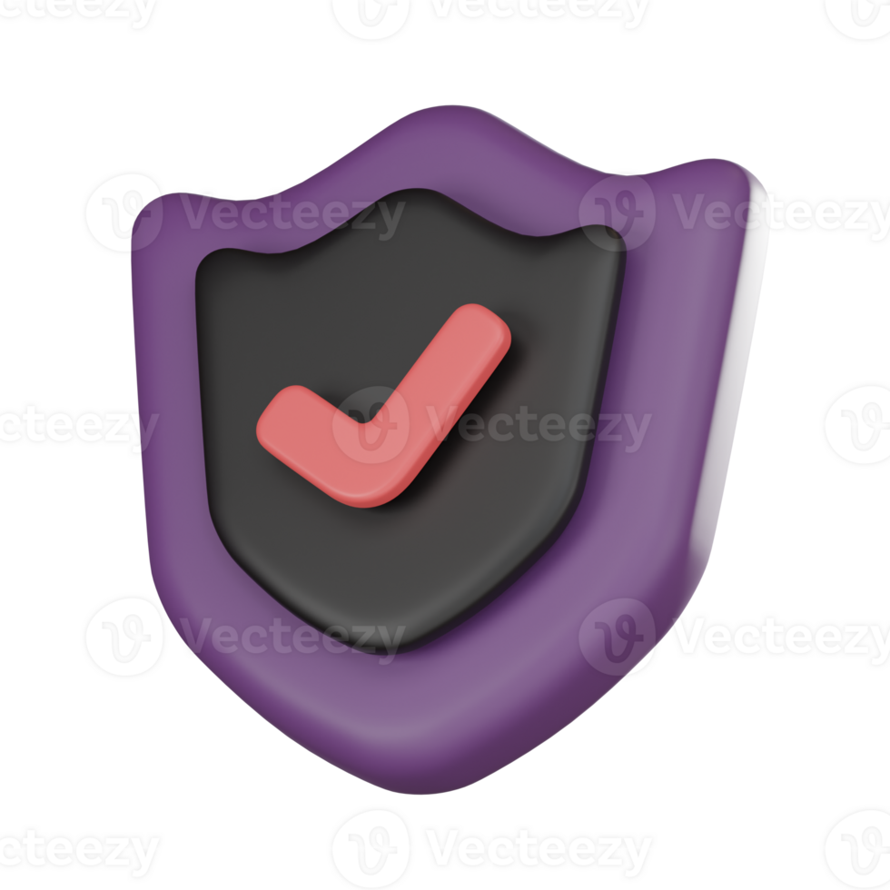 Digital cyber security shield icon in online data protection concept 3D Render. png