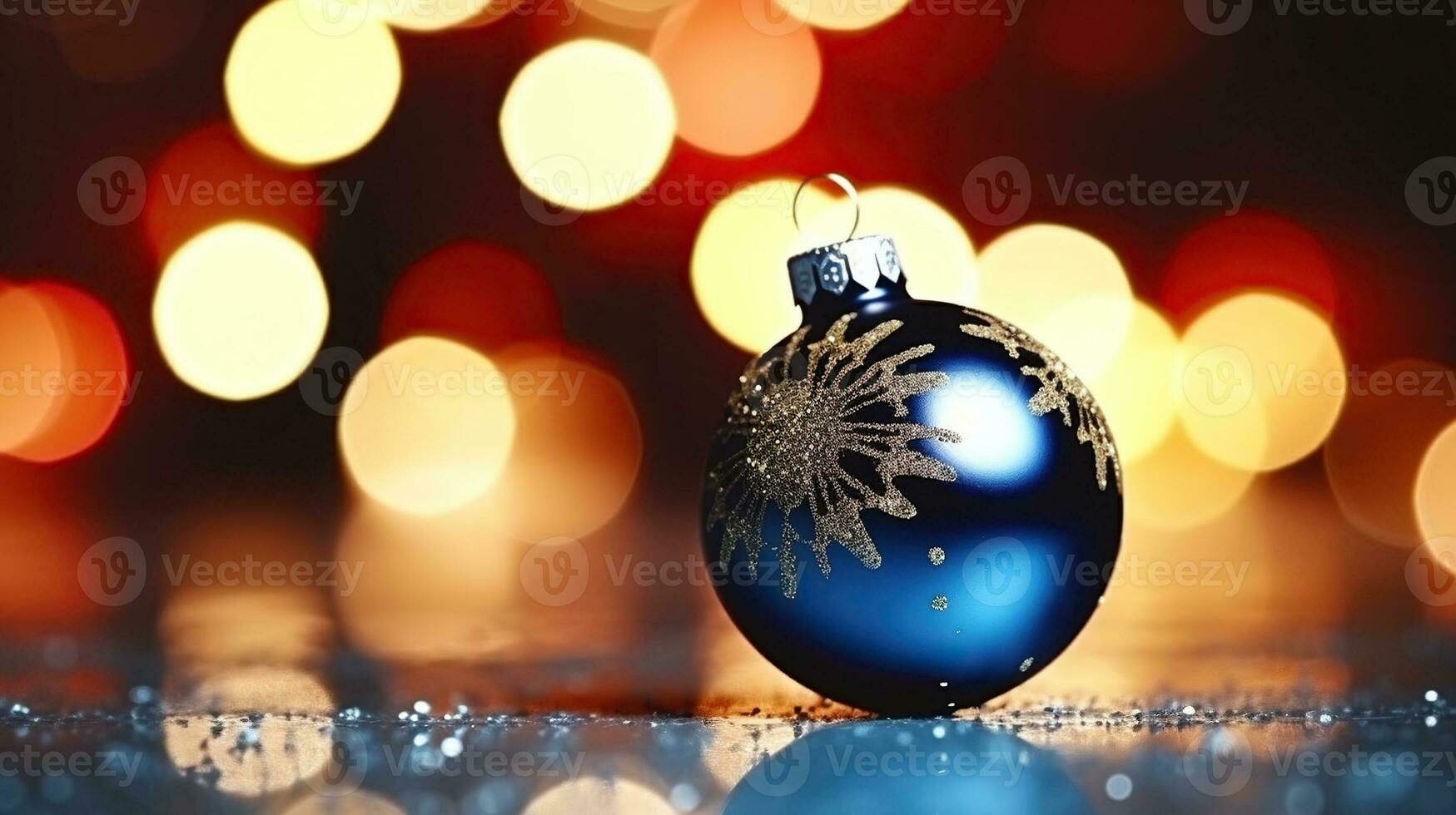 Christmas ball on abstract light background, Generative AI photo