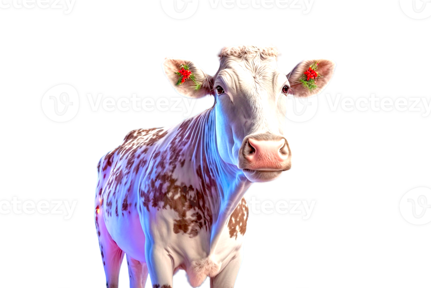 cow with lights ai generated png
