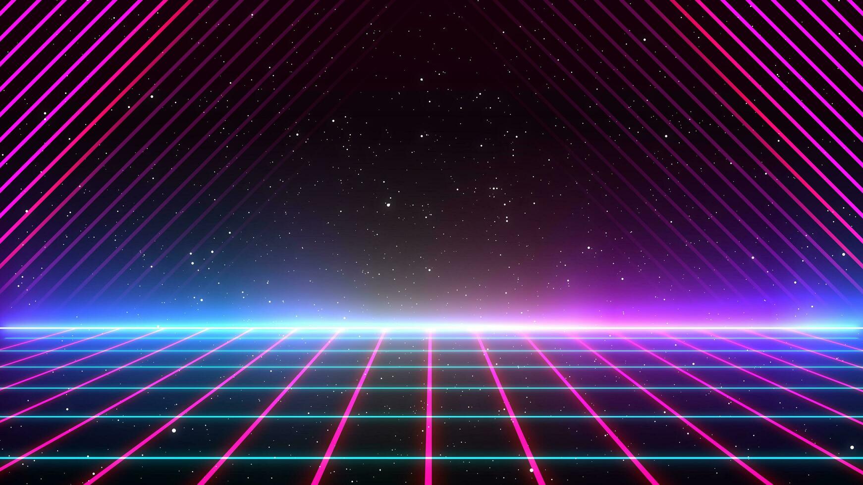 Retro style 80s-90s laser neon background. Futuristic Grid landscape. Digital Cyber Surface. Suitable for design in the style of the 1980s-1990s. 3D illustration photo