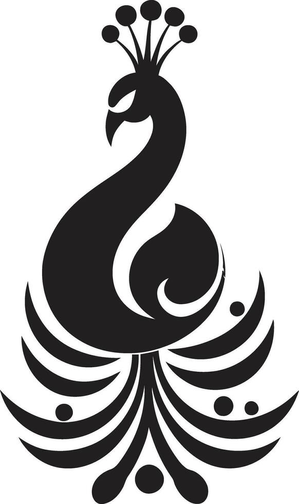 Feline Fantasia Black Peacock Symbol Profile Ebon Aviary Vector Peacock Emblem