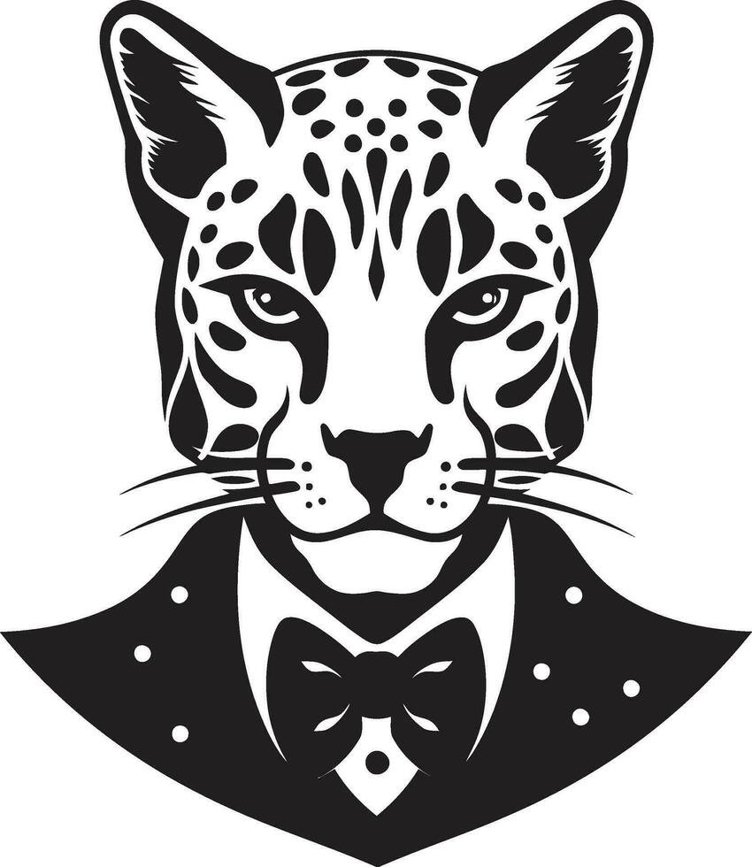 Nocturnal Beauty Ocelot Emblem in Black Inkwell Predator Vector Ocelot Logo