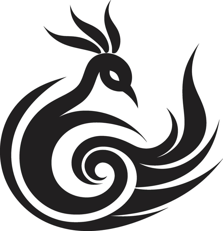 Sculpted Symphony Black Vector Icon Design Shadowed Majesty Peacock Heraldry in Vector