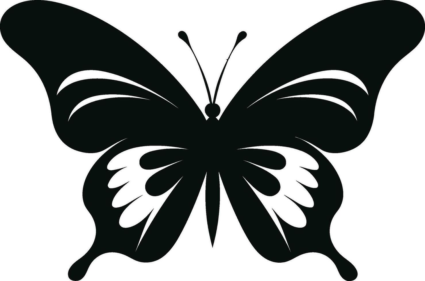 Elegance in Shadows Monochromatic Butterfly Emblem Mystique of Flight Black Butterfly Icon vector