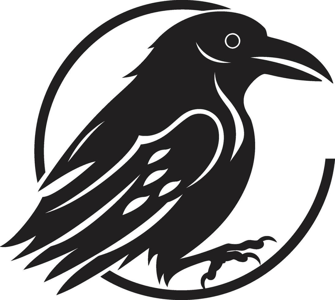 Mysterious Black Raven Emblem Modern Raven Silhouette Logo vector
