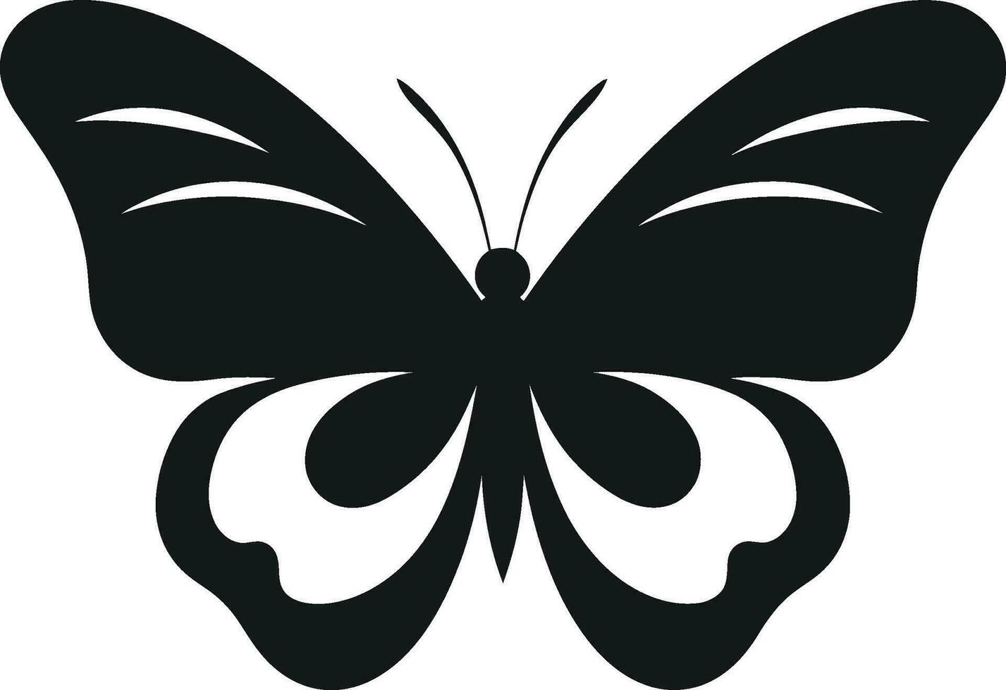 Graceful Intricacy Black Butterfly Logo Noir Beauty Takes Flight Elegant Butterfly Symbol vector