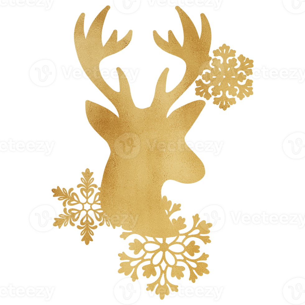 Gold Luxurious Reindeer And Snowflakes png