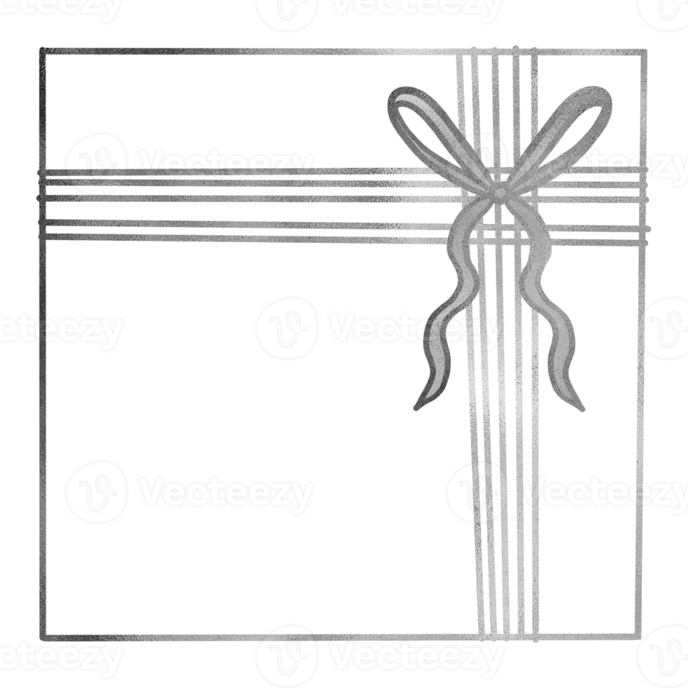 plata metálico presente atado con cinta contorno png
