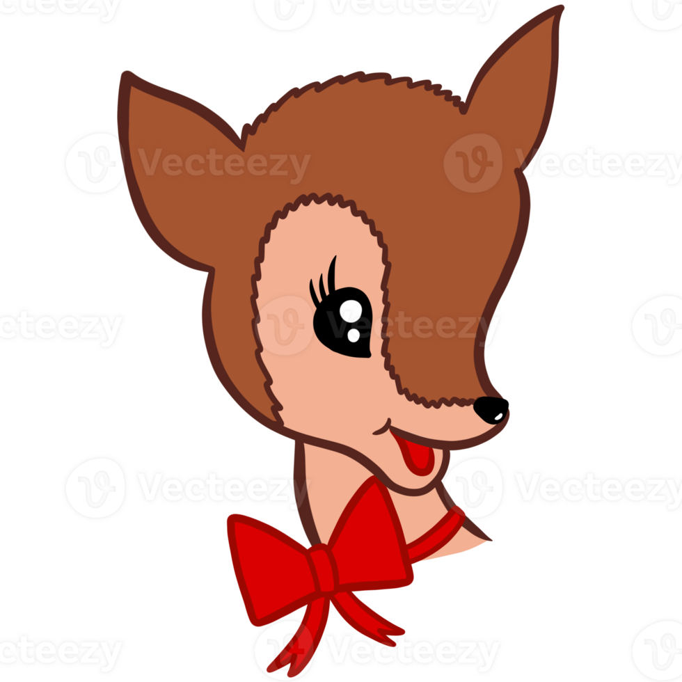 Cute Reindeer Cartoon With Red Bow png