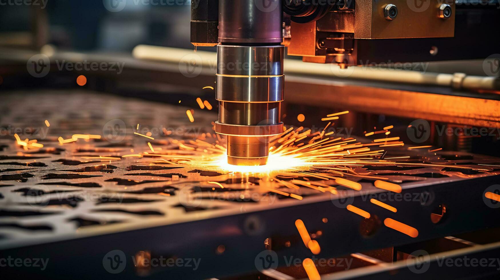 Capturing the Artistry of an Industrial CNC Plasma Cutting Machine. Generative AI photo