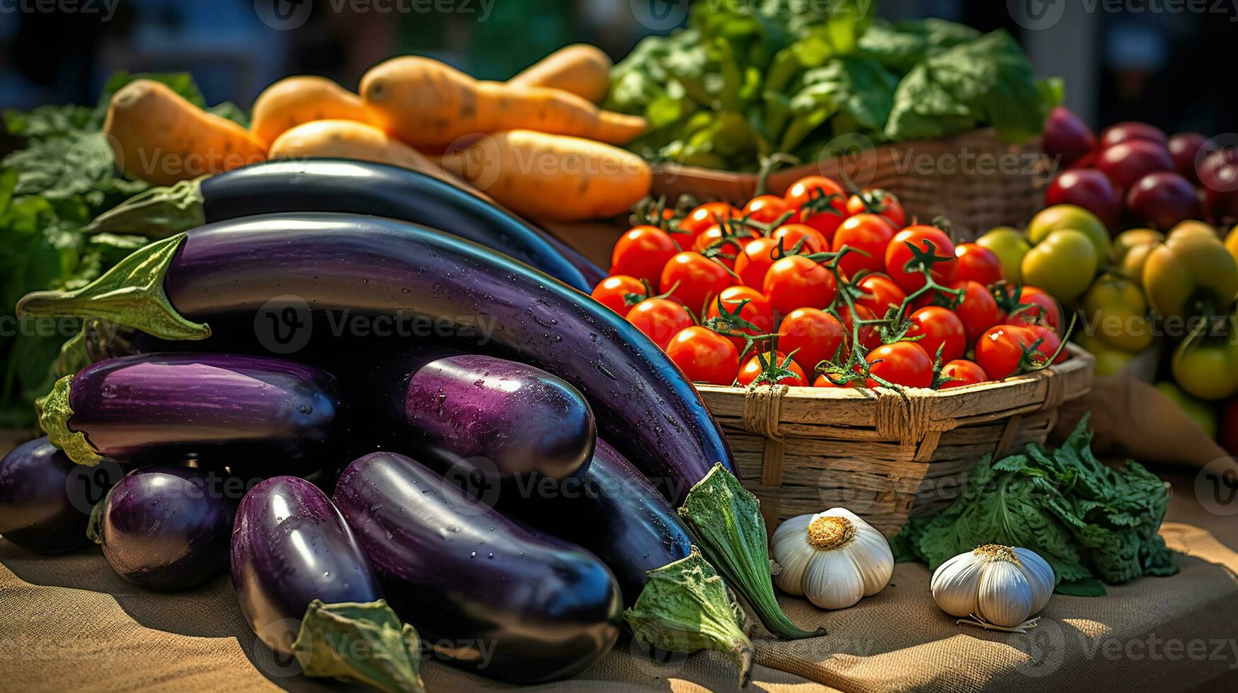 Eggplant and Carrots Radiate Wholesome Appeal. Generative AI photo