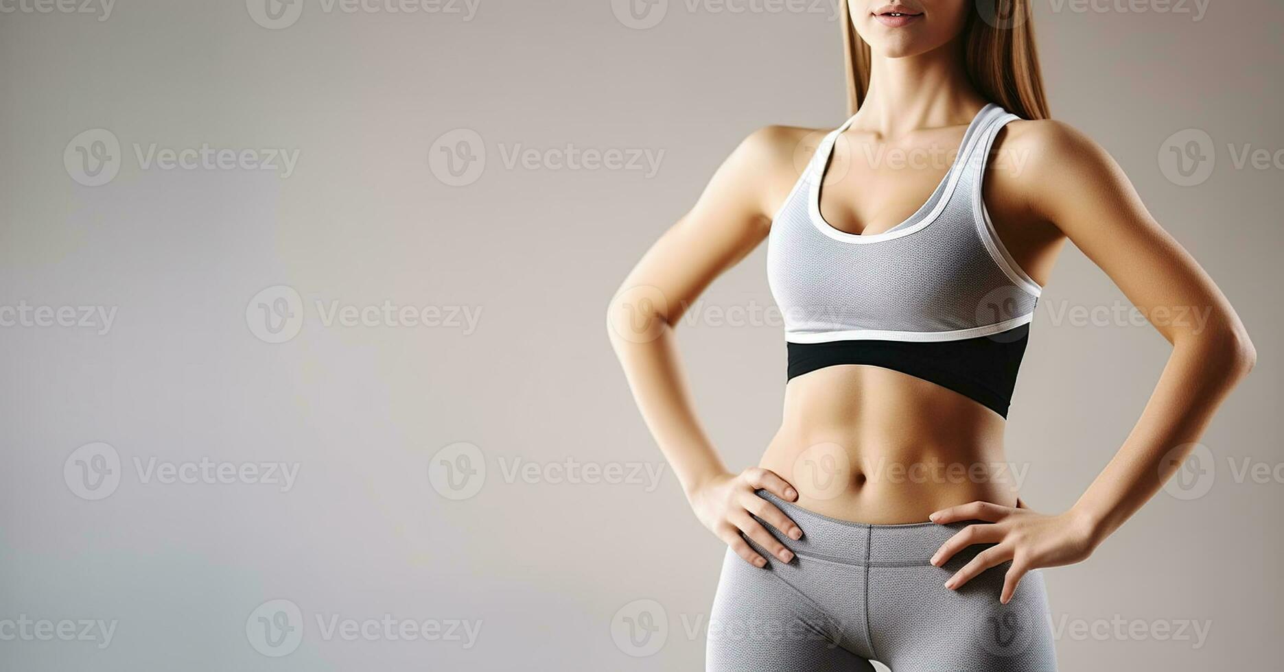 Athletic Elegance. Close-Up of Fitness Enthusiast in Sleek Sportswear. Generative AI photo