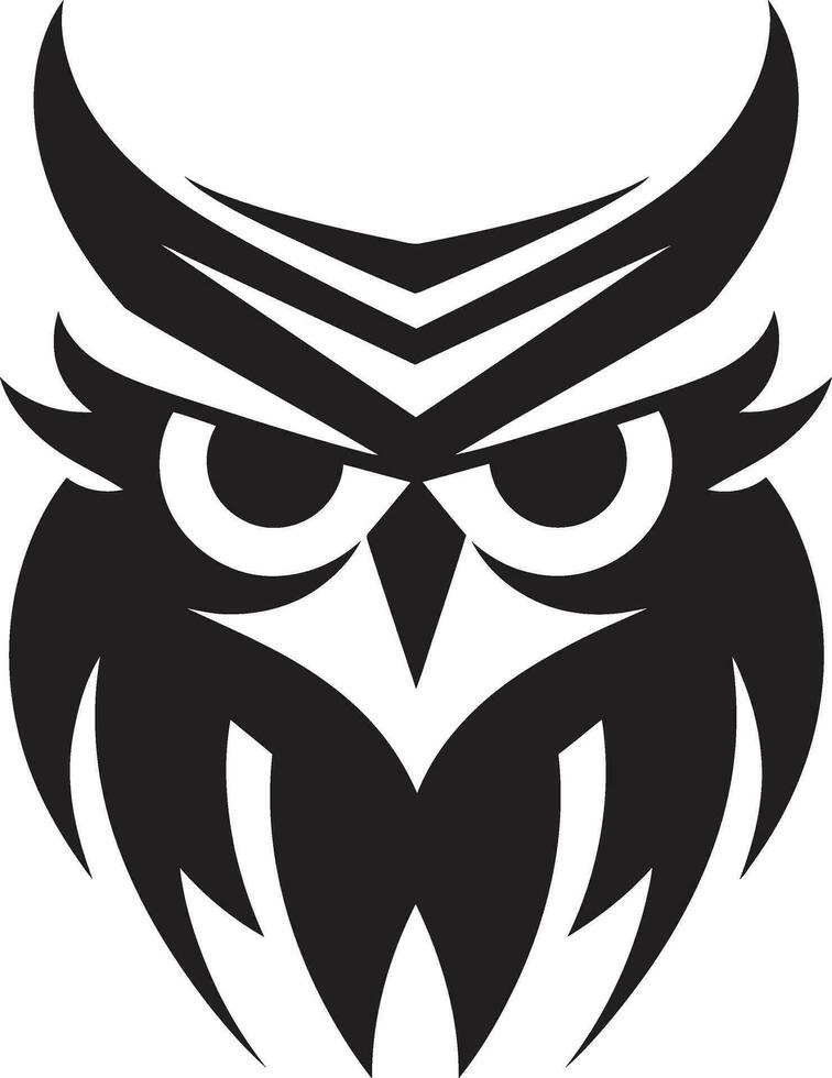 Abstract Owl Graphic Badge Black Feathery Owl Symbol vector