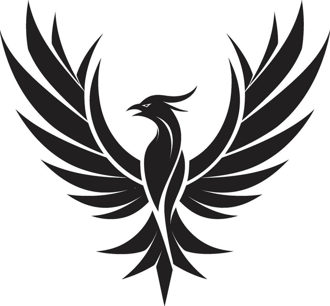 místico pájaro de fuego logo fénix creciente en oscuridad vector