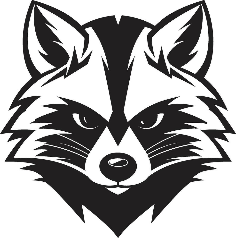 Premium Raccoon Monochrome Badge Graceful Raccoon Silhouette Icon vector