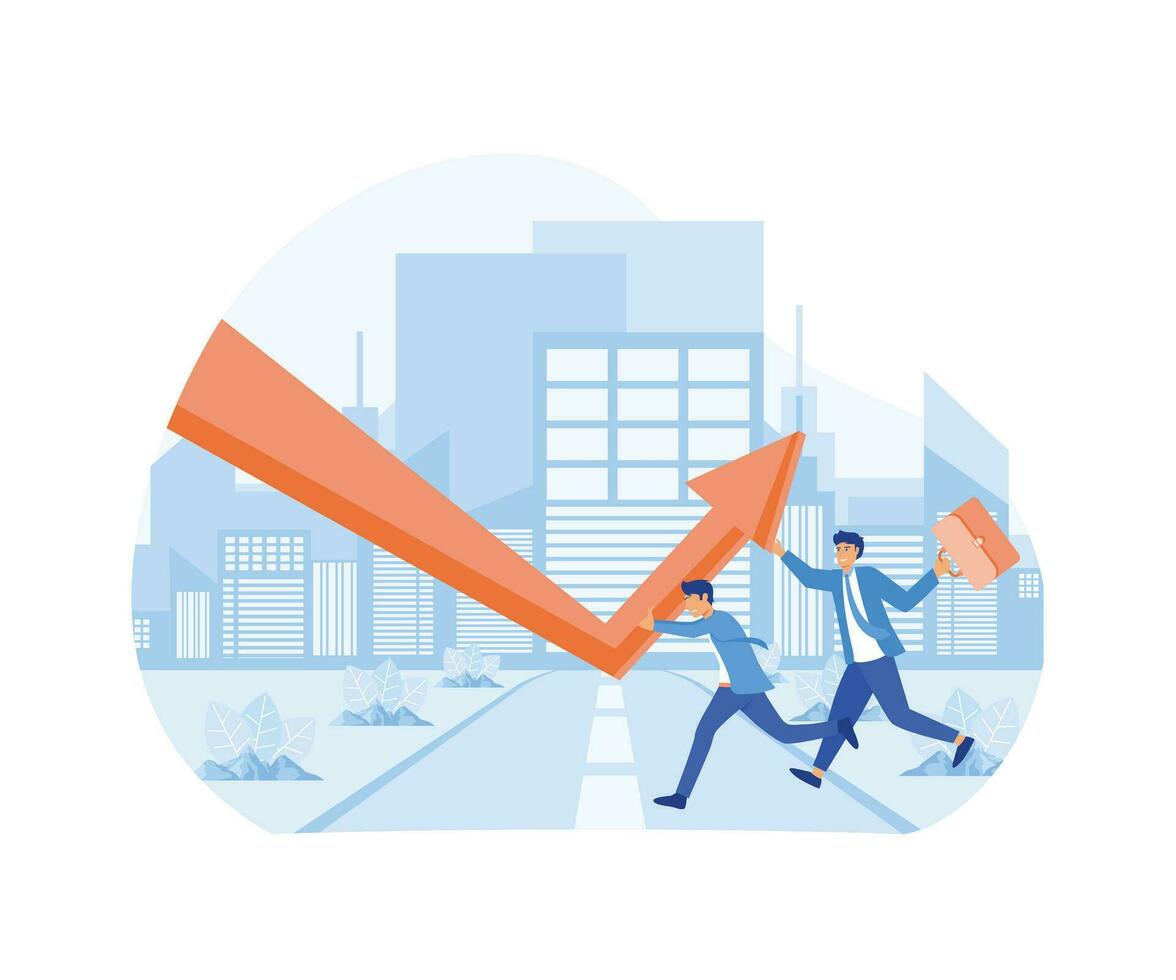 A minimal style of a red down graph of the financial crisis, economic downturn, inflation, recession, failure, bankruptcy, and crisis concept. flat vector modern illustration