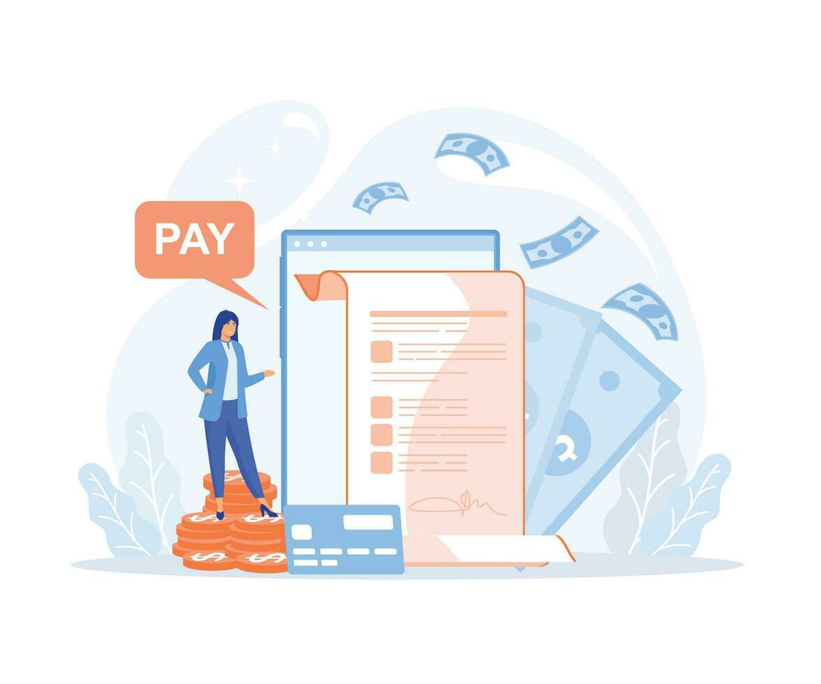 Online payment concept. Digital bill, Regular payments as gas, water, electricity, heating, flat vector modern illustration