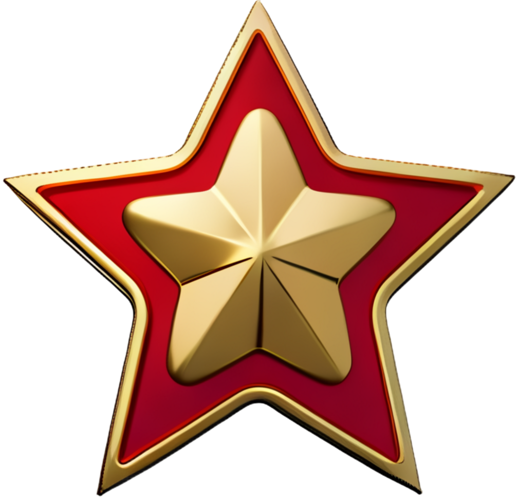 Ai generated Golden and red star isolated  3D rendering png