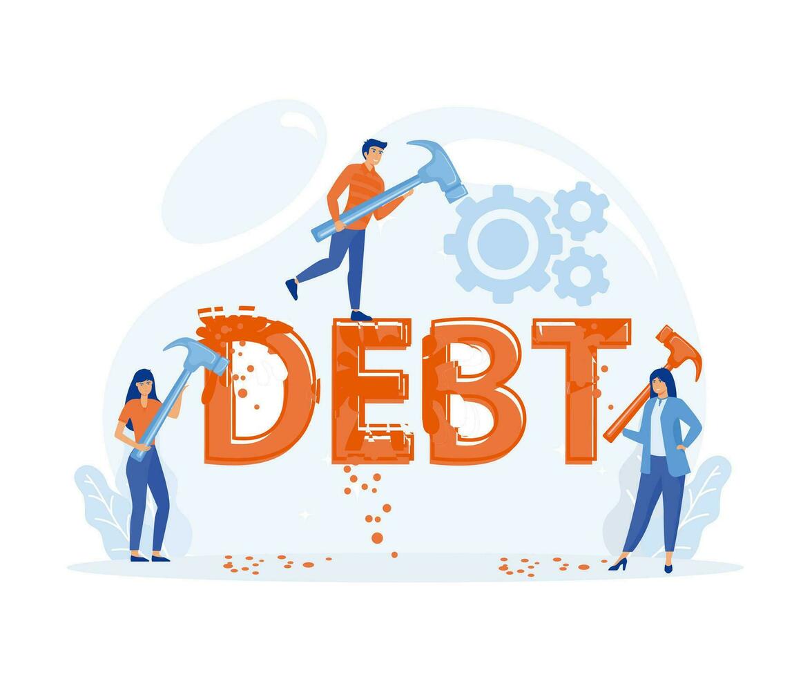 Destruction of debt,  Debt settlement, Achievement, Successful. flat vector modern illustration