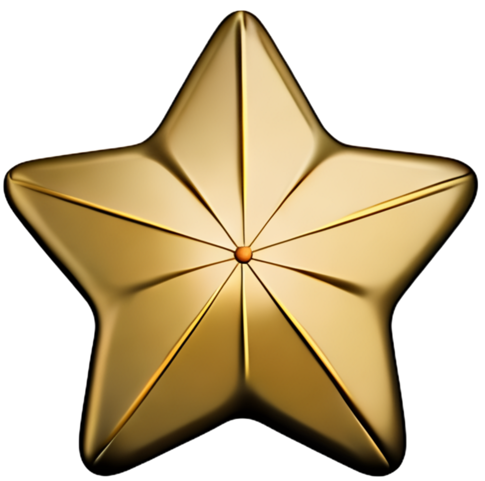 Golden star 3D ai generated png