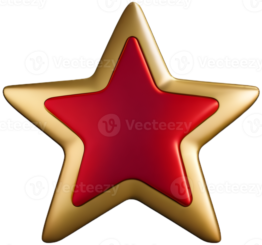 Ai generated Golden and red star isolated  3D rendering png