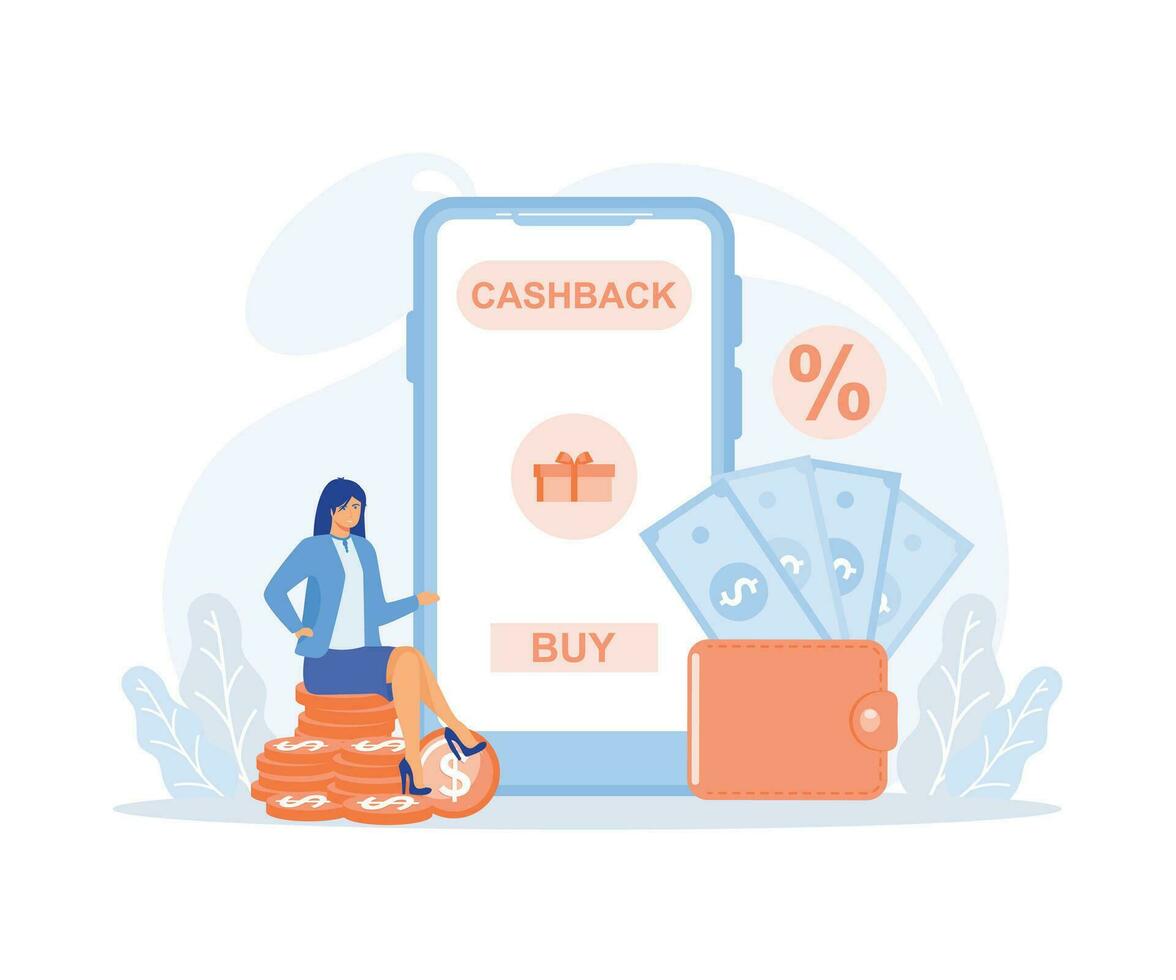 Discount earn point and gift, Loyalty program for online shopping,  flat vector modern illustration