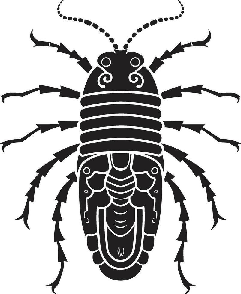 elegante insecto logo medianoche marina maravilla vector lepisma emblema oscuro deleite