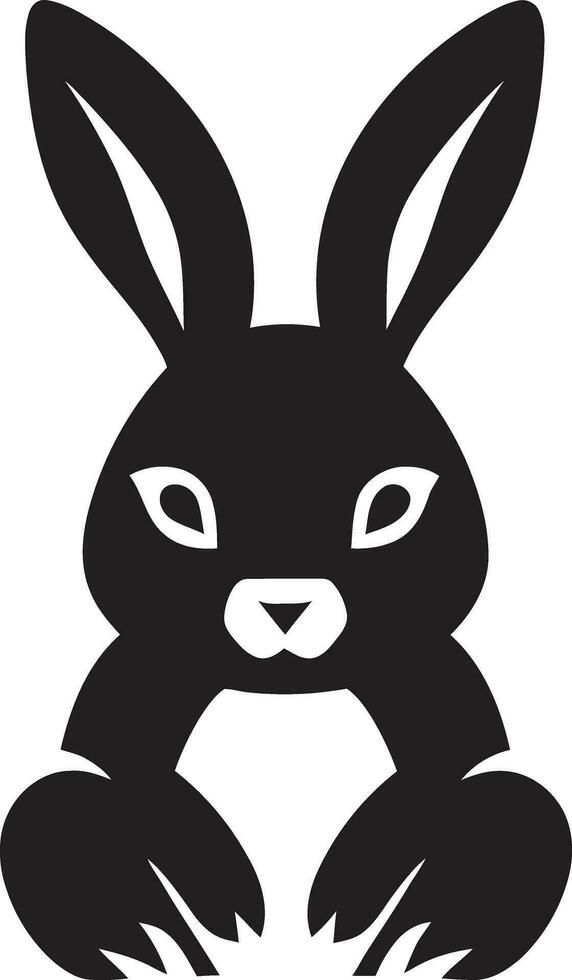 Graceful Black Rabbit Monogram Modern Hare Outline Design vector